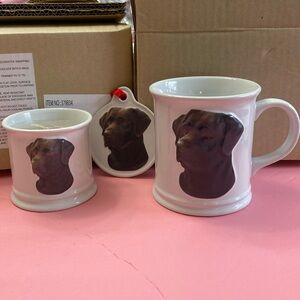 Chocolate Labrador dog Christmas gift set - coffee mug, candle & ornament NEW